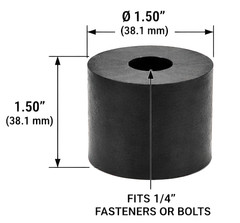 1 1/2″ x 1 1/2″ HD XL Rubber Feet Bumpers Includes 1/4″ Hardware 4 per Package