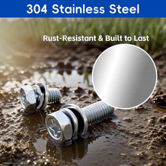72 Pack M5 and M6 Motorcycle Battery Terminal Bolts and Nuts Kit Stain