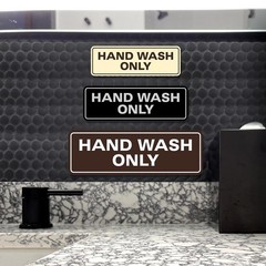 Standard Hand Wash Only Wall Door Sign Kitchen Sink Brushed Gold Small 1 PCS