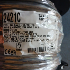 Alpha Wire 2421C 18/2C Shielded Twist Pair Control/Computer Cable Gray /500ft