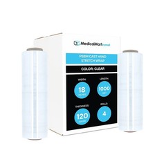 4 Rolls 18″x1000′ Stretch Wrap 120 Gauge Clear Cast Hand Cling Shrink Film