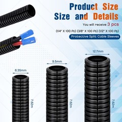 Sasylvia 1/4″, 1/2″, 3/8″ x 25 Ft Split Wire X 25 ft, Black