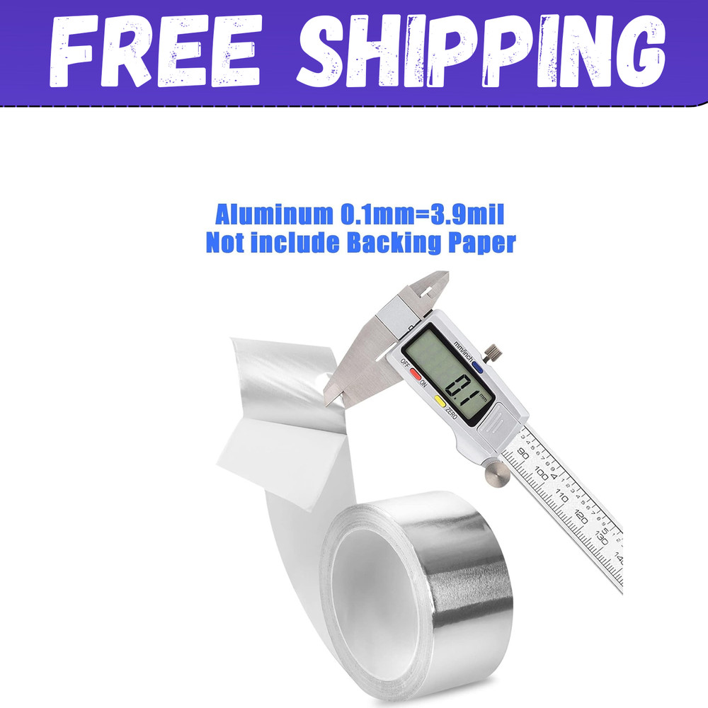 Aluminum Foil Tape 2″ x 65ft | 3.9 Mil High-Temp HVAC Tape for Ductwork & Vents