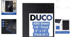 ABS Plastic Sheet 8×12 Black 1/8 inch 3mm textured matte heat moldable