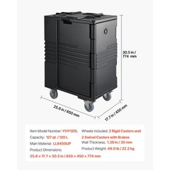 Uimoso 127Qt Insulated Food Pan Carrier Hot Box Food Warmer With Wheels