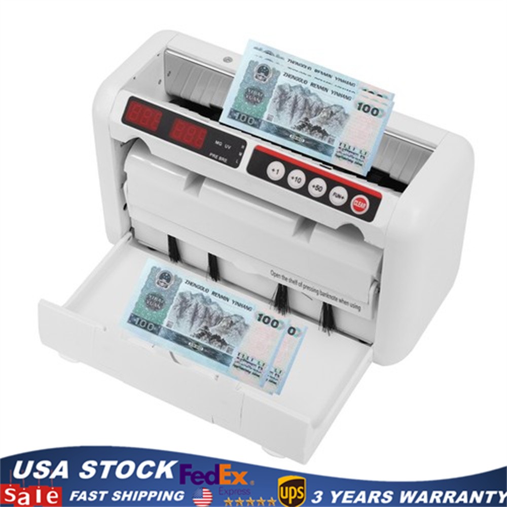 Bill Counter Money Cash Counting Machine Portable Rechargeable UV Detection New