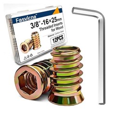Industrial Grade 3/8″-16 Wood Insert Nuts Set – 12 Pack with Installation Guide