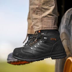NINGO Men’s Heavy Duty Work Boots Steel Toe Puncture Proof Leather Safety Shoes