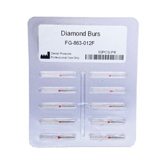 Dental Diamond Burs FG Flame 863/012F Fine Grit High Speed 10Pcs