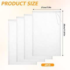 Qfwdfctrenz 4 Pack Nut Milk Bag 12 X 8 Inch Nut Bag Strainer Reusable Nylon
