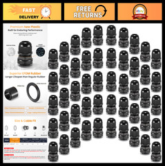 50pcs 1/2″ NPT Waterproof Cable Gland IP68 Nylon Cord Grip Connector Strain Reli