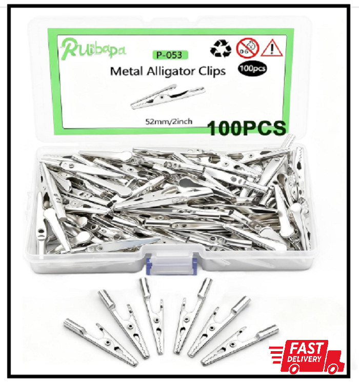 100 Pcs Metal Alligator Clips 52 Mm for Household Soldering and Electrical Test