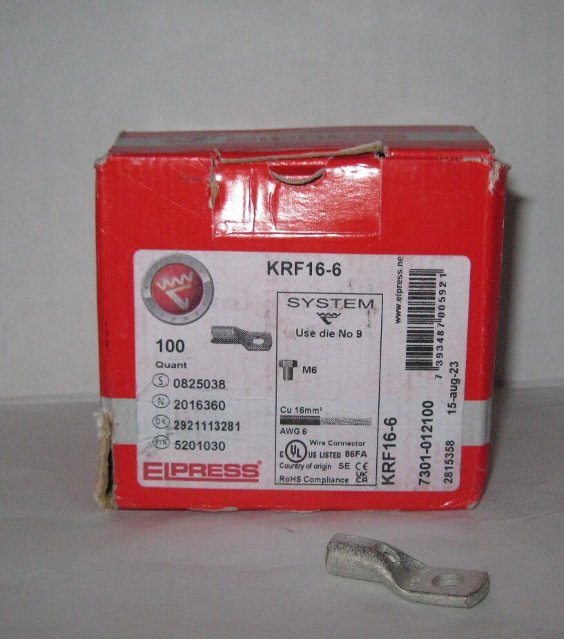 Box with 100 Elpress KRF-16-6, CU Terminal 16mm2, AWG 6, Lugs