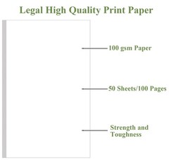 8.5″ x 14″ Blank Print Paper – 50Sheets/100Pages 1-Pack(8.5″ x 14″), White