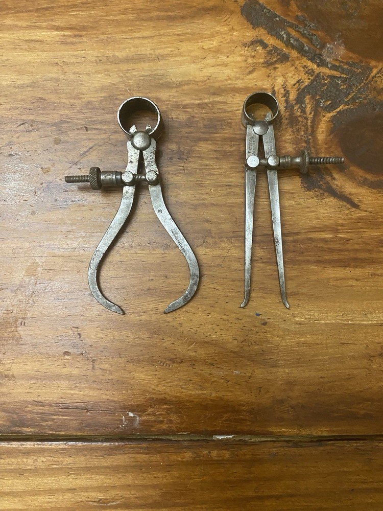 Lot Of 2 Vintage J. Stevens A & T Co. Outside Caliper & Starrett Inside Caliper