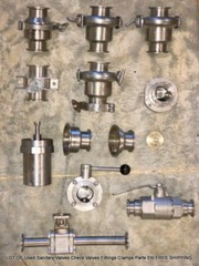 LOT OF Used Sanitary Valves Check Valves Fittings Clamps Parts Etc FREE SHIPPING