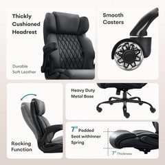 Big and Tall Office Chair 500LBS Flip Up Arms Adjustable Lumbar Support Black