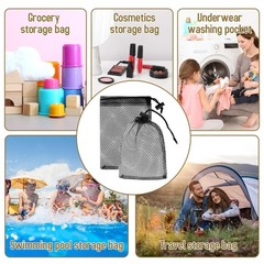 10 Pcs Black Small Mesh Drawstring Bags 15 x 10 cm Storage Pouches