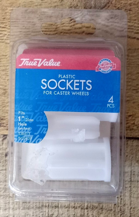 True Value 4 Pack Plastic Sockets for Caster Wheels – Fits 1” Hole