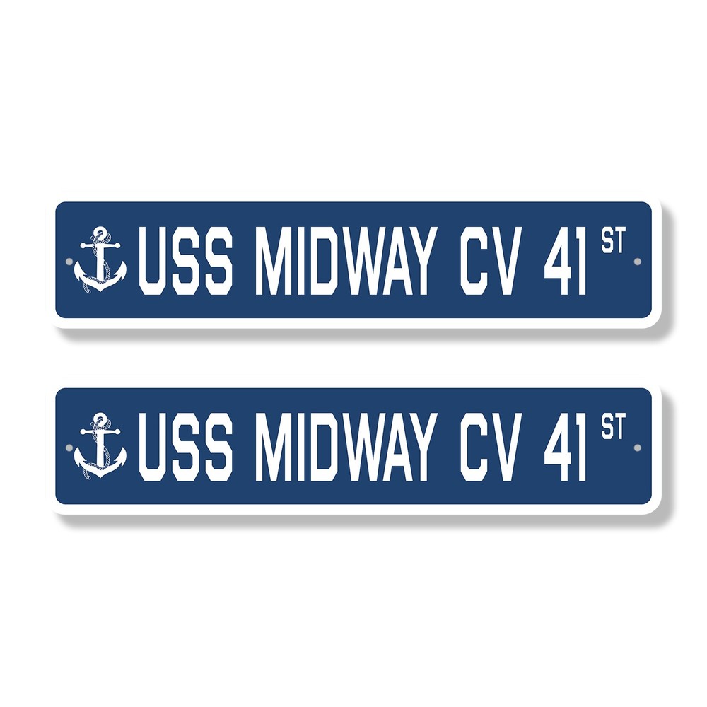 USS MIDWAY CV 41 Street Sign (2 Pack) us navy ship veteran sailor gift