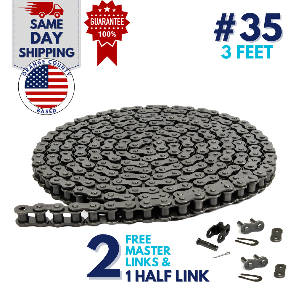 Jeremywell #35 Roller chain 3FT with 2 Connecting Links and 1 Offset Link