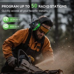 2025 AM/FM Radio Ear Protection Headphones with Backlit Large, Green-am/Fm