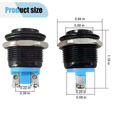 2PCS 19mm Momentary Horn Push Button Switch- 12V SPST 1NO Round Black&Blue