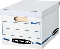 12pcs Basic Duty File Storage Boxes, Standard Assembly, Lift-Off Lid -White/Blue