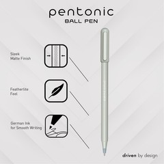 Pentonic 10 Count Fine Point Ballpoint Pens Gray Barrel Black Ink 0.7mm