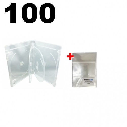100 PREMIUM STANDARD Clear Blu-Ray 6 Disc Cases 14mm & 100 OPP Bags