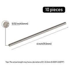 10Pcs 5/32 x 6 Inch Stainless Steel Rods Metal Shaft Rod for DIY Crafts Industry