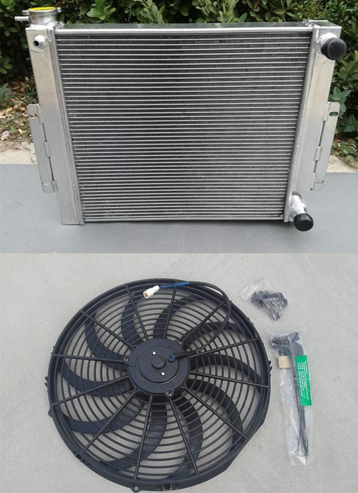 Aluminum Radiator & Fan JEEP CJ7 CHEVY V8 LS SWAP 1976-1986 CJ Crossflow MT