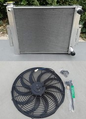 Aluminum Radiator & Fan JEEP CJ7 CHEVY V8 LS SWAP 1976-1986 CJ Crossflow MT