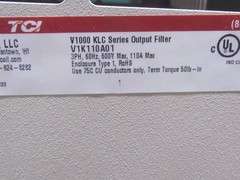 NEW TCI TRANS COIL V1000 KLC SERIES OUTPUT FILTER V1K110A01 3HP, 60Hz, 600v max