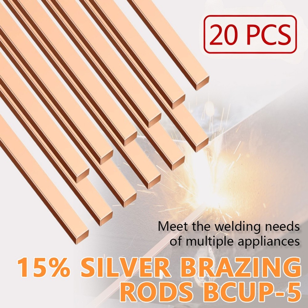 20 Sticks Brazing Rods Bcup-5 15% Silver Solder Phos Copper Brazing Welding Rods