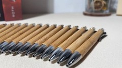 150pcs Bamboo Ballpoint Pens Bulk Wooden Retractable Black Ink 1mm Writing USA