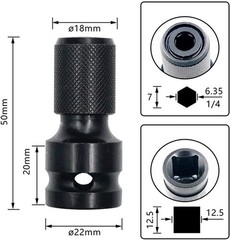 2 Adaptador De 1/2 a 1/4 Para Taladro Impacto Heavy Duty Llave Vaso Hexagonal