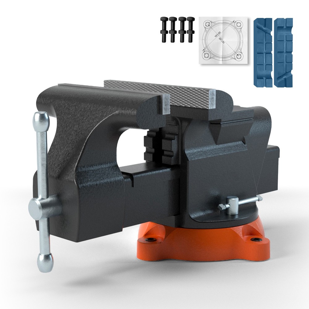 6″ Bench Vise w/ Anvil 360°Swivel Locking Base Heavy Duty Ductile Iron