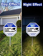 Video surveillance sign, 4-pack security camera signs, reflective