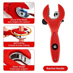 Ratcheting Tubing Pipe Cutter & Deburring Tool for Copper PVC HVAC Auto Repair