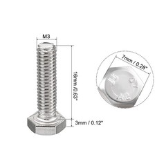 M4x16mm Hex Bolts 304 Stainless Steel Hexagon Screw Bolt 50pcs