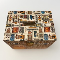 Retro 70s Ballonoff Metal Tin Home Porta File Box w/ Key 12-1/2 x 10 x 6–1/2 Vtg