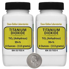 Titanium Dioxide [TiO2] 99+% ACS Grade Powder 8 Oz in Two Easy-Pour Bottles USA