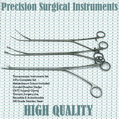 Thoracoscopic Metzenbaum Scissors Curved Dissector VATS Surgical Clamp Set 3 Pcs