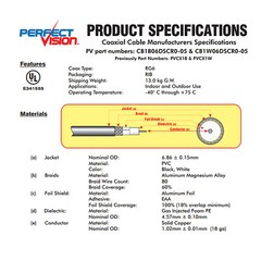 Perfect Vision RG6 Coax, Single Solid Copper, Black 1000FT EnviroReel Cable