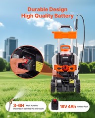 10 Gal Battery Powered Sprayer with Cart Wheeled 0-80 PSI Electric Weed Sprayer