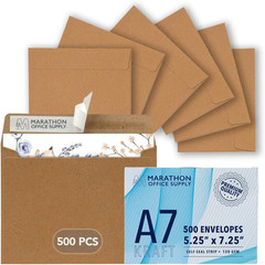 MOS Kraft 5X7 Invitation Envelopes A7 (5.25 X 7.25 Inch) 500 Pack, Self-Seal Hea