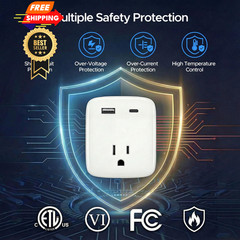 Cruise Ship Approved Outlet Extender, Non Surge Protector Power Strip White