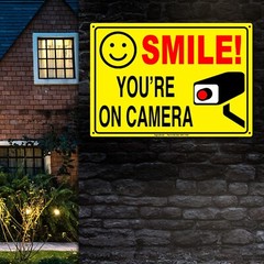 SIGNOGRAFX SMILE YOU’RE ON CAMERA SIGN, 10×7 inches Indoor and Outdoor use