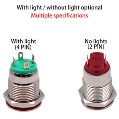 12mm Metal Push Button Switches Latching Momentary ON/OFF Illuminated Waterproof